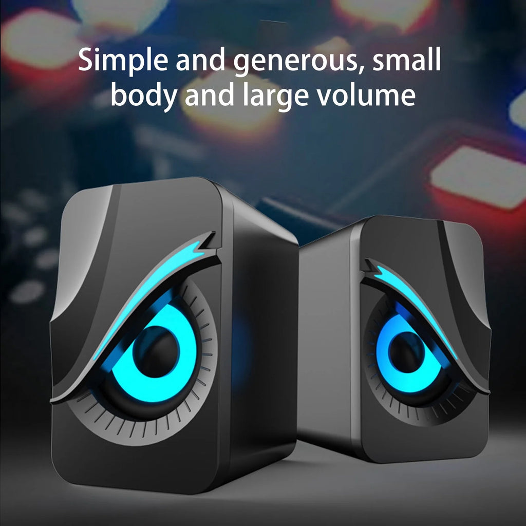 Light Emitting Computer Speaker USB Mobile Phone Laptop Desktop Mini Speaker Hifi Stereo Sound Cable Subwoofer Computer Desktop PC Laptop Monitor Audio (2 Pcs)
