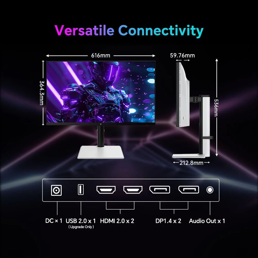 H27T6 27" QHD 210Hz Gaming Monitor, 1440P Monitor with Speakersfast IPS, 1Ms, HDR400, Freesync & G-Sync Compatible, VESA, Tilt & Swivel & Height Adjustable, 1440P, Black