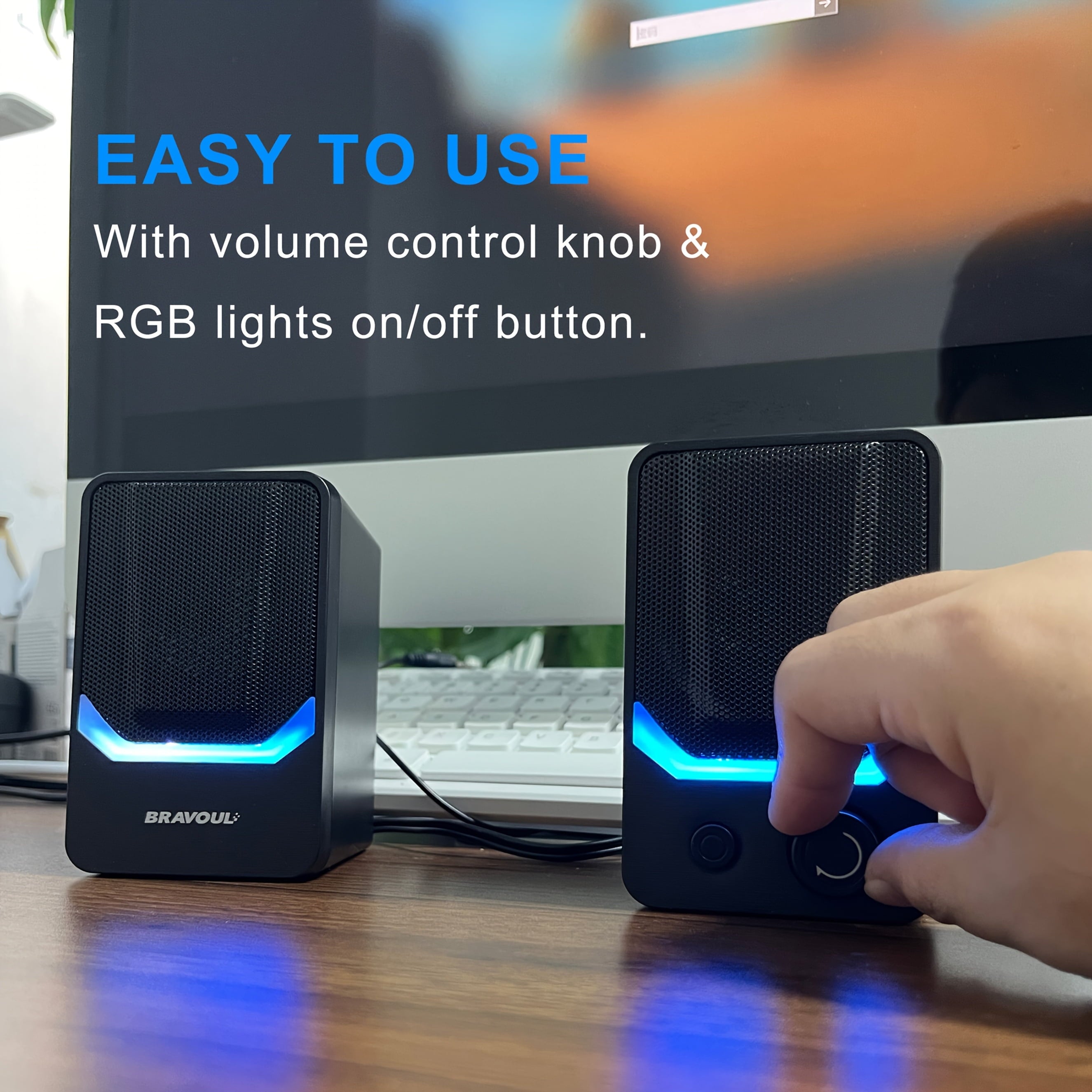 Computer Speaker with RGB Lighting, USB Powered, Compact for Gaming, Movies & Workstations, Pc/Laptop Speakers ‌ ‌ (Black)