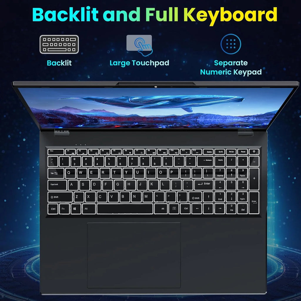 17.6" Windows 11 Laptop, 16GB DDR4 640GB Storage Laptop Computer, 4-Core Intel N95 Processor(Up to 3.4Ghz), 100% Srgb, Backlit Keyboard, 1Yr Office 365 Free, Black