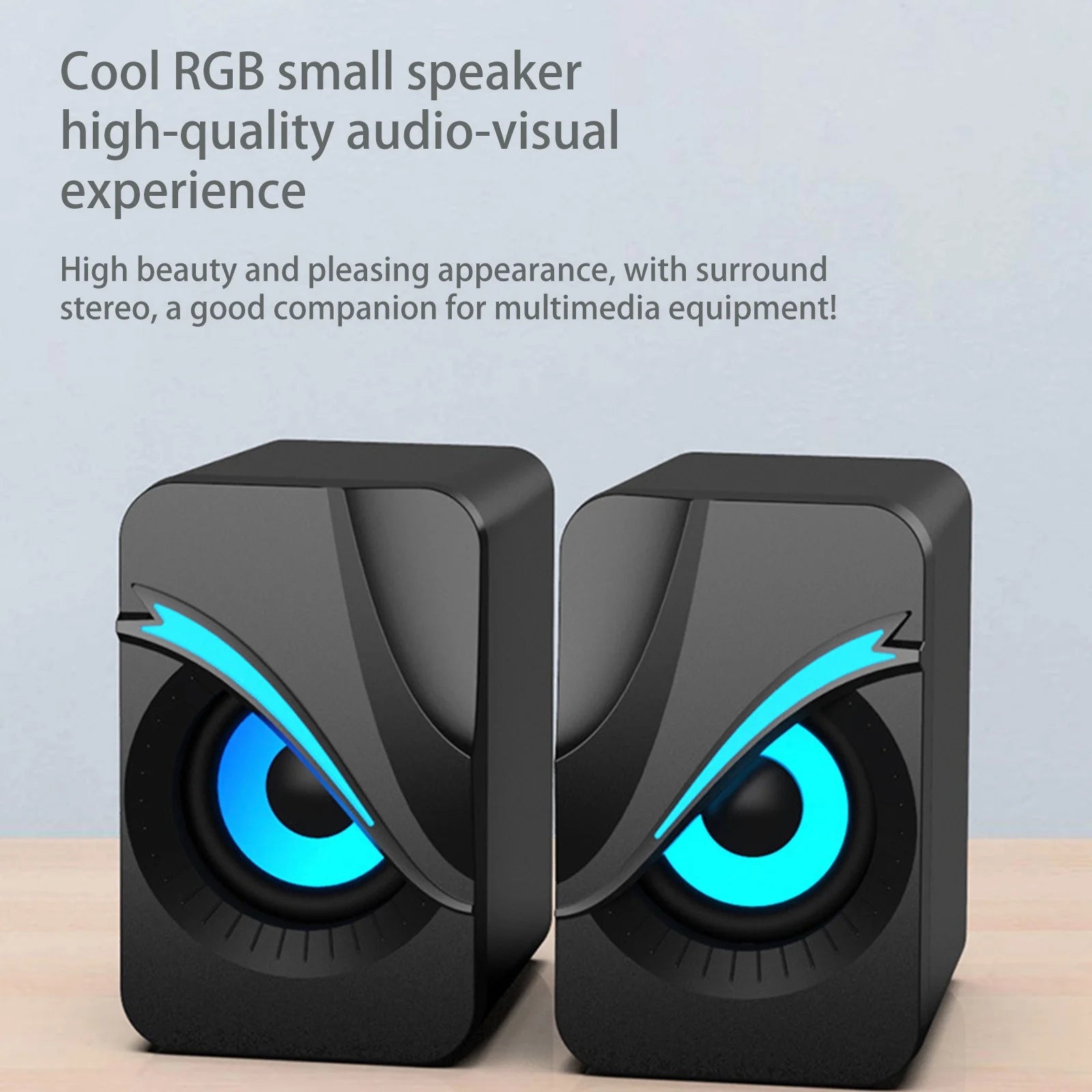 Light Emitting Computer Speaker USB Mobile Phone Laptop Desktop Mini Speaker Hifi Stereo Sound Cable Subwoofer Computer Desktop PC Laptop Monitor Audio (2 Pcs)