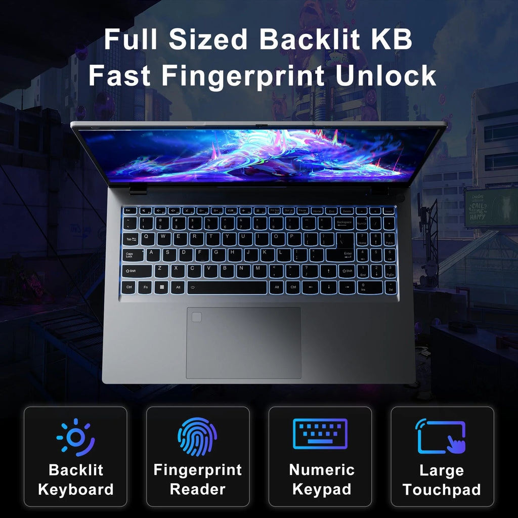 15.6" Laptop, Dual 16GB DDR4 512GB SSD, Intel Core I5 1240P, 12 Core up 4.4Ghz, Office 2024 Fingerprint Backlit KB Wifi 6 BT5.2, Laptop Computer for Business, Student, Light Gaming