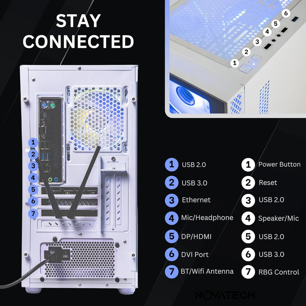 Phantom 2.0 Prebuilt Gaming PC Desktop Computer - RX580 8GB - Intel I7 Xeon 3.5Ghz - 16GB RAM - 512GB M.2 SSD Wifi/Bt, Win 11 - Gaming Computer Tower - Pre Built PC Gaming - 1 Year Warranty