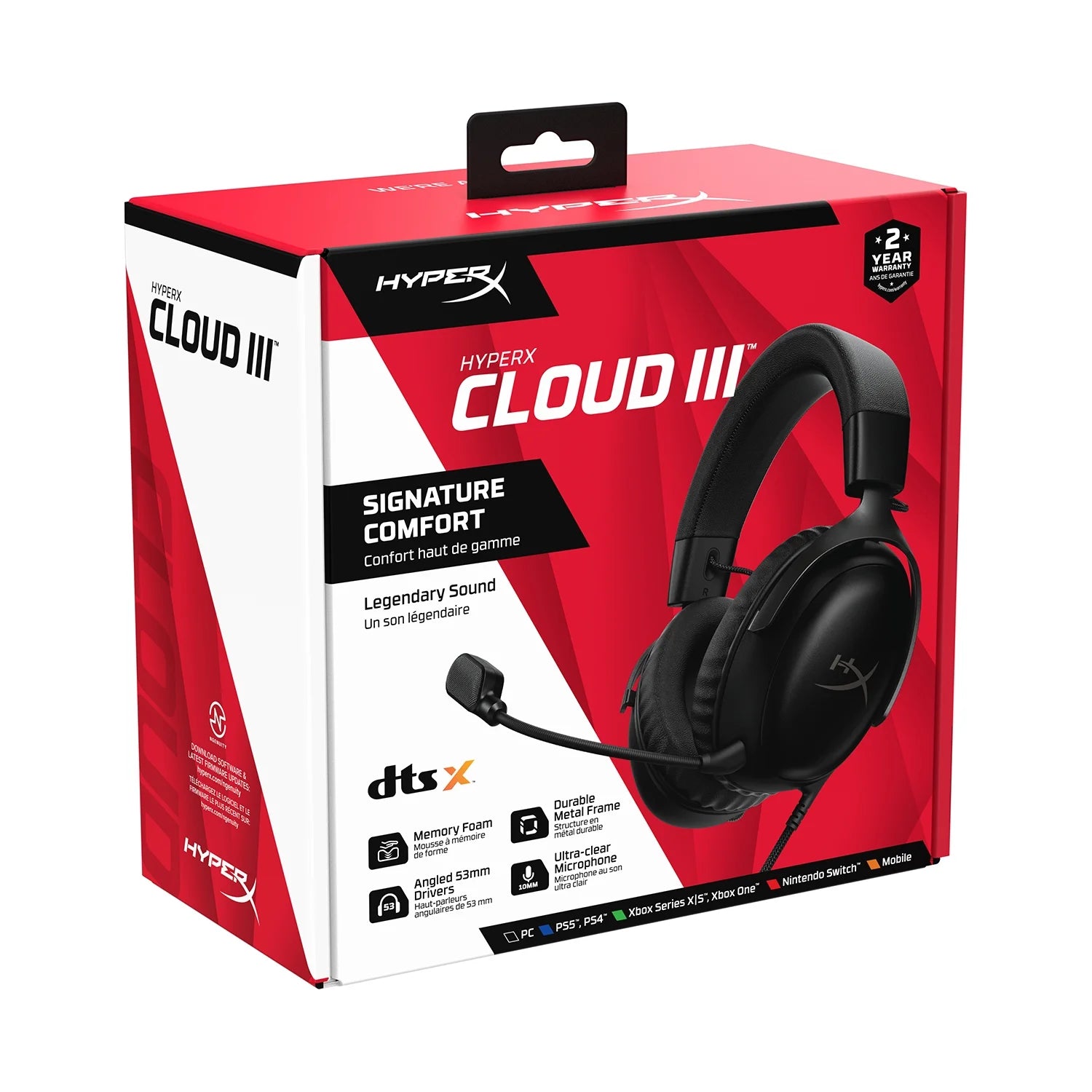 Cloud III – Wired Gaming Headset, PC, PS5, Xbox Series X|S, Angled 53Mm Drivers, DTS, Memory Foam, Durable Frame, Ultra-Clear 10Mm Mic, USB-C, USB-A, 3.5Mm – Black