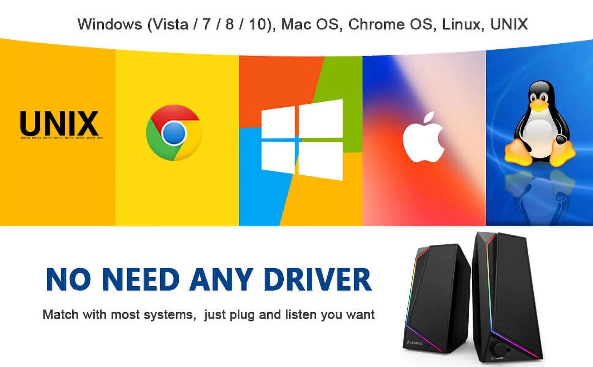 Computer Speakers for Desktop Monitor, USB/USB-C Powered PC Speakers with Loud Stereo Sound, Headphone-In for Desktop, Imac, Macbook, Laptop, Monitor